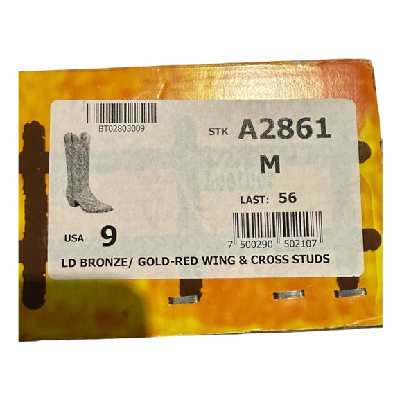 Corral Women's Weathered LD Bronze/Gold Red Wing & Cross Studs 9M - Picture 11 of 12